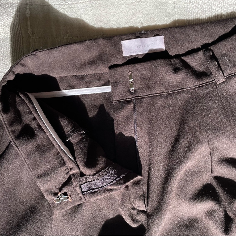 Oak + Fort Classic Wide-Leg Trousers in Dark Brown